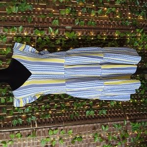 Loft Stripped VNeck/ Cap Sleeve Tiered Dress